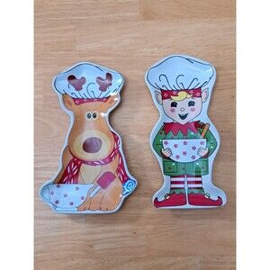 Temptations By Tara 2 Holiday Porcelain Large Spoon Rests Reindeer Elf Christmas